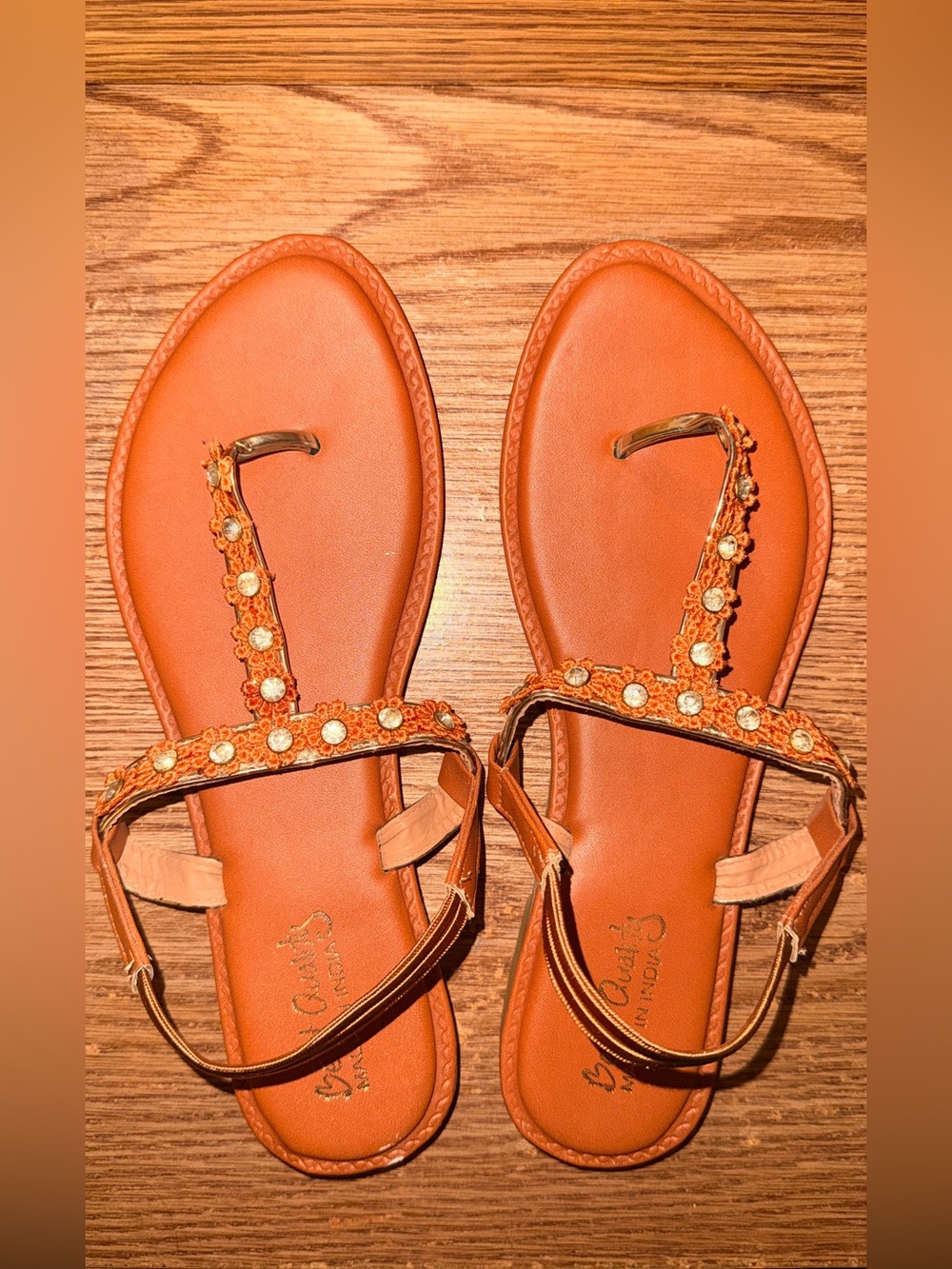Women’s Sandals in Orange Floral, Made in India